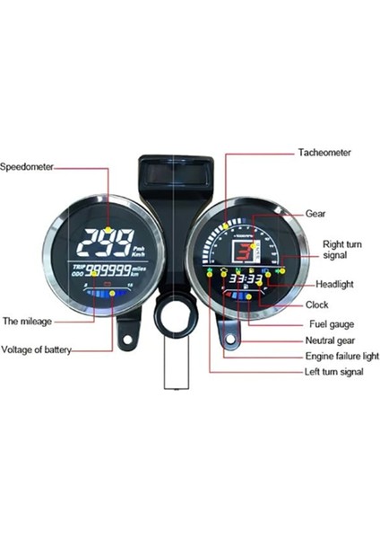 Suzuki GN125 125CC 150CC Için Motosiklet Hız Göstergesi Takometresi LED Dijital Kilometre Sayacı Çift Gösterge (Yurt Dışından) indirimleri