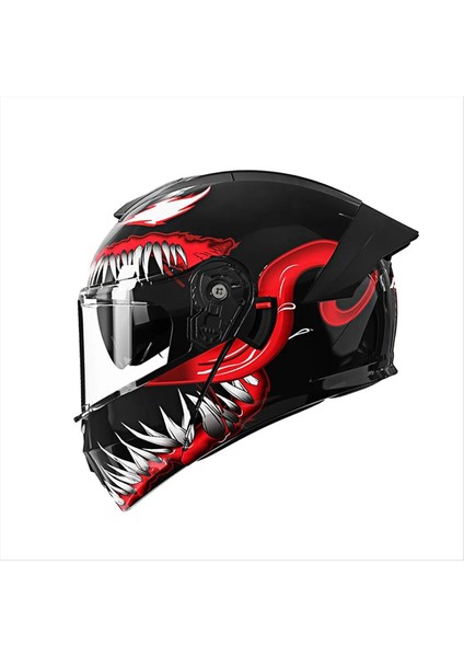 Kask Büyük Spoiler Motosiklet Kask Sezon Tam Yüz Yarış Kask Offroad Bisikleti Kask Flip Kask (54-61CM) (Yurt Dışından)