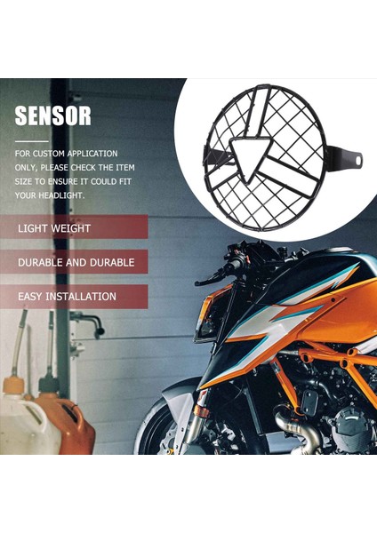 Motosiklet Far Lambası Gölge Retro Siyah Kabuk Yuvarlak Far Izgarası (Yurt Dışından) indirimleri