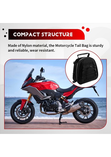 Evrensel Motosiklet Kuyruk Çantası Genişletilebilir 8-10L Evrensel Arka Bagaj Saklama Çantası Omuz Askıları ve Yağmur Kılıfı (Yurt Dışından) indirimleri
