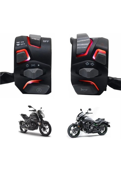 7/8 Inç 22 mm Evrensel Motosiklet Gidon Anahtarı Far Uyarı Sinyal Flaşı Sinyal Korna Başlatma Düğmesi Led'li A (Yurt Dışından) fiyatları
