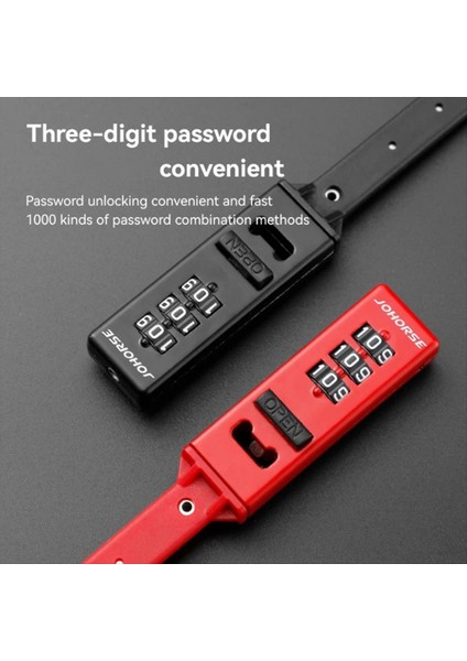 Johorse 3 Haneli Şifre Kask Kilidi Çok Amaçlı Bisiklet Elektrikli Scooter Motosiklet Taşınabilir Anti-Hırsızlık Kilidi Kırmızı (Yurt Dışından) indirimleri