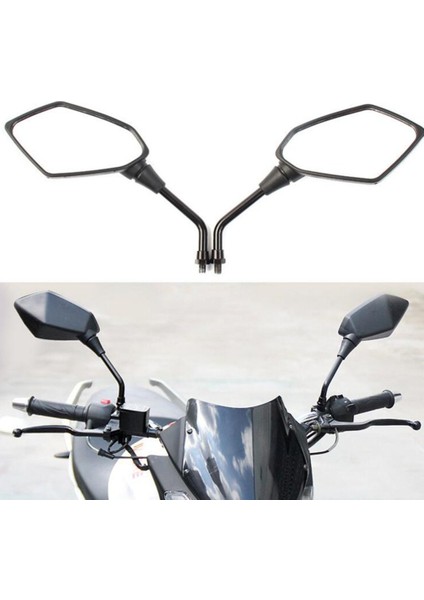 Evrensel 2 Adet Motosiklet Büyük Boy Dikiz Aynası Siyah Motosiklet Motosiklet Krom Scooter Dikiz Dikiz Yan Ayna 8mm (Yurt Dışından) fiyatları