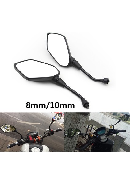 Evrensel 2 Adet Motosiklet Büyük Boy Dikiz Aynası Siyah Motosiklet Motosiklet Krom Scooter Dikiz Dikiz Yan Ayna 8mm (Yurt Dışından) modelleri