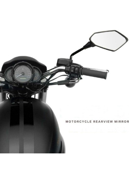Evrensel 2 Adet Motosiklet Büyük Boy Dikiz Aynası Siyah Motosiklet Motosiklet Krom Scooter Dikiz Dikiz Yan Ayna 8mm (Yurt Dışından) fırsatları