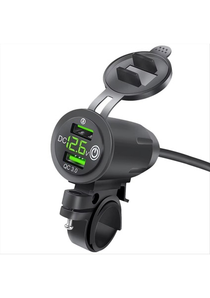 Binici Gidon Raf Araba Şarjı Çift USB Araba Şarjı Soket Hızlı Şarj Qc3. 0 Motosiklet Şarj Cihazı Voltaj Göstergesi ile C (Yurt Dışından)