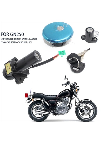 Motosiklet Kontak Anahtarı Kilidi Koltuk Kilidi Gaz Yakıt Deposu Kapağı Anahtarlı Kilit Seti Suzuki GN250 Motosiklet Aksesuarları (Yurt Dışından) fırsatları