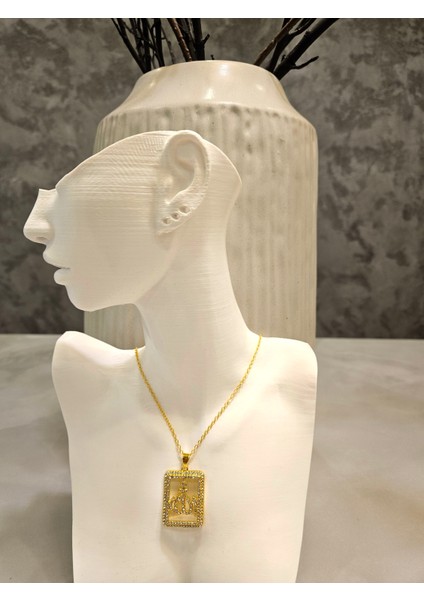 Taşlı Allah Yazılı Kolye-18K Altın Kaplama fiyatları