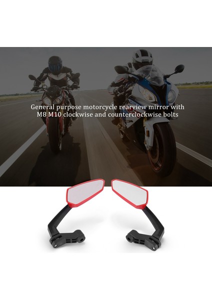 Motosiklet Dikiz Aynası ile M8 Saat Yönünde ve Saat Yönünün Tersine Dişli Cıvata Atv Moped Scooter Cruiser Rulo Kırmızı (Yurt Dışından) fiyatları