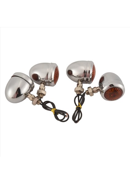 4 Adet Krom Motosiklet Dönüş Sinyal Işığı LED Motor Lamba Ampulü Harley Cafe Racer Için (Yurt Dışından)