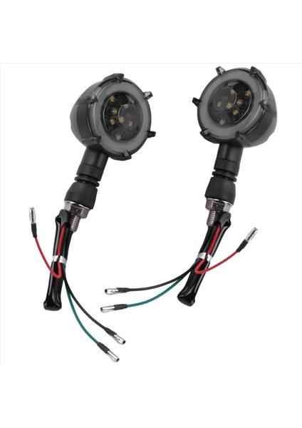 2 Adet Motosiklet Dönüş Sinyali Modifiye LED Iki Renkli Dairesel Flama Dönüş Sinyali Göstergesi Gündüz Farları ile (Yurt Dışından) fiyatları