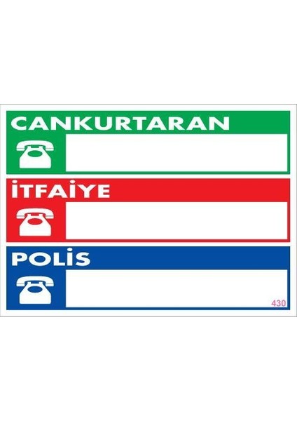 Acil Durum Telefon Levhası 25 x 35 cm KOD:430