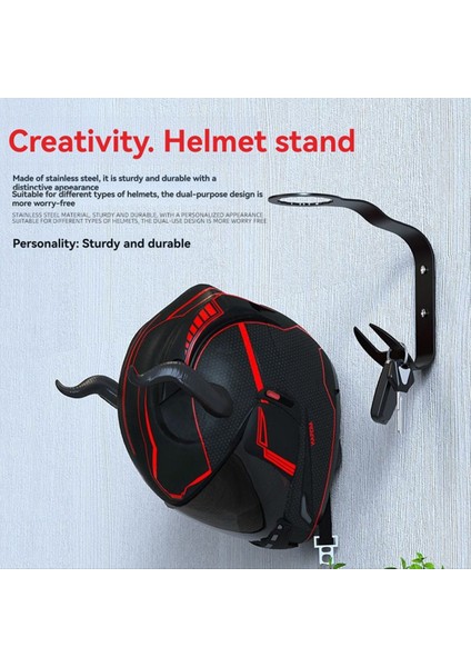 Motosiklet Kask Rafı, Metal Kask Tutucu Duvara Montaj Kancalı Gümüş (Yurt Dışından) fiyatları