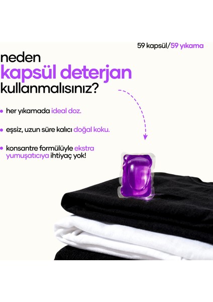 Kapsül Çamaşır Deterjanı Lavanta Kokulu - Renkliler ve Beyazlar İçin 59 Yıkama fiyatları