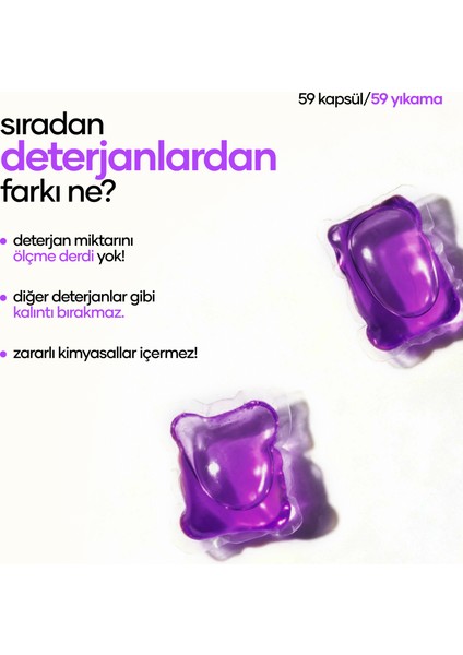 Kapsül Çamaşır Deterjanı Lavanta Kokulu - Renkliler ve Beyazlar İçin 59 Yıkama fırsatları