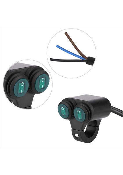 22MM Evrensel Motosiklet Gidonu Far Fren Sis Farları Boynuz Çift Kontrol Düğmesi Anahtarı B (Yurt Dışından) fırsatları