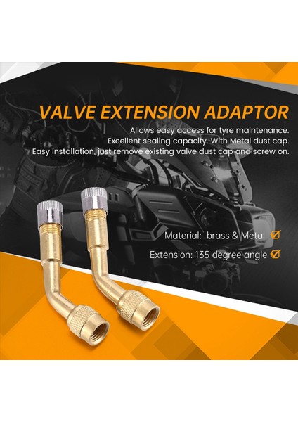 2 Adet 135 Derece Açı Hava Lastik Vana Uzatma Adaptörü Uzun Sap Motosiklet Arabalar Için (Yurt Dışından) fırsatları