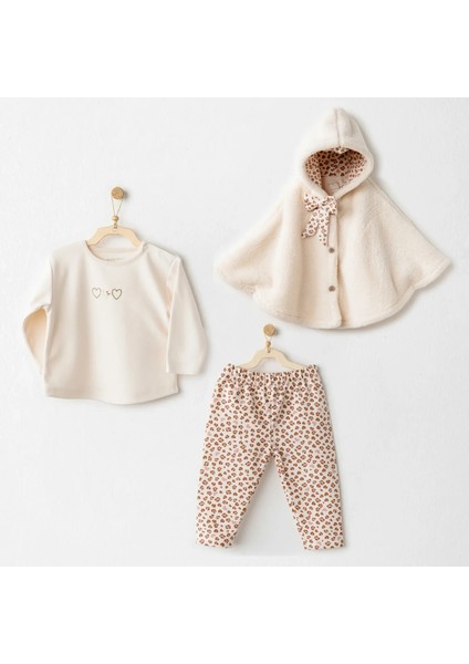 Andywawa AC26237 Little Leopard 3'lü Takım Ekru