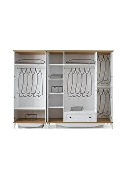 Poleska Genç Odası Takımı Modern Tasarım Beyaz Yonga Levha 5 Parça