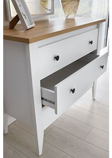 Poleska Genç Odası Takımı Modern Tasarım Beyaz Yonga Levha 5 Parça