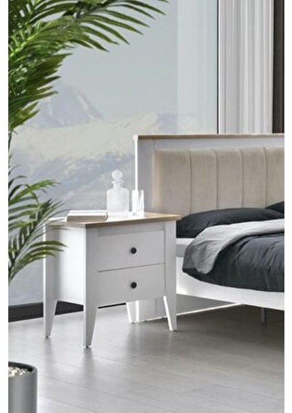 Poleska Genç Odası Takımı Modern Tasarım Beyaz Yonga Levha 5 Parça