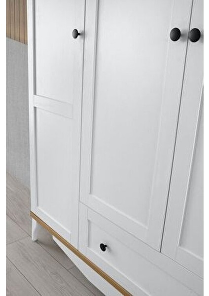 Poleska Genç Odası Takımı Modern Tasarım Beyaz Yonga Levha 5 Parça