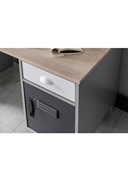 Thor Genç Odası Takımı 5 Parça Gri Yonga Levha Malzeme ile Şık ve Fonksiyonel