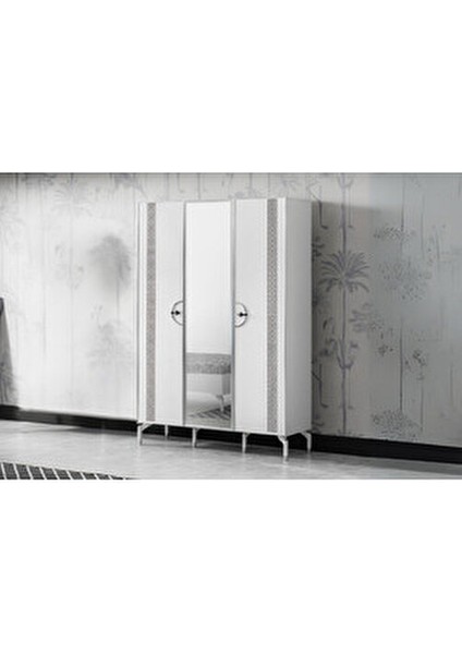 Daffy White Genç Odası Takımı Yonga Levha Malzeme ile 5 Parça Modern Tasarım