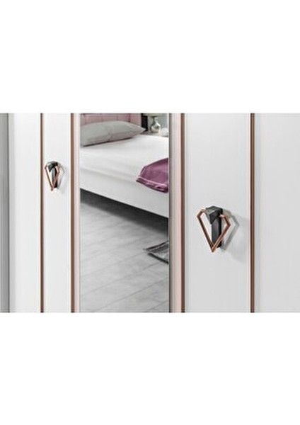 Smurfs White Genç Odası Takımı Yonga Levha Malzemeden 5 Parça Şık Tasarım