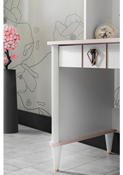 Smurfs White Genç Odası Takımı Yonga Levha Malzemeden 5 Parça Şık Tasarım