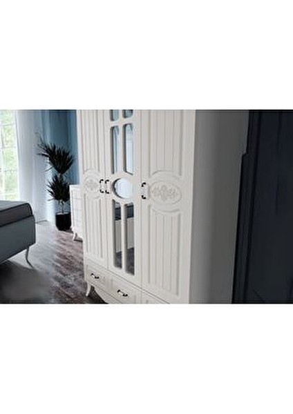 Echo Genç Odası Takımı Modern Tasarım Yonga Levha 5 Parça Beyaz Renk