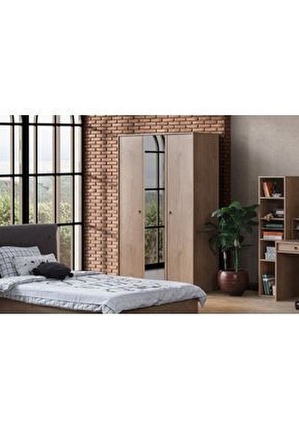 Granna Genç Odası Takımı Yonga Levha Malzemeden 3 Kapılı Gardırop ve Çalışma Masası