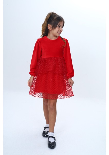 Kız Çocuk Kadife Kat Kat Fırfır Detaylı Elbise indirimleri