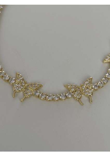 Taşlı Üç Kelebekli Gold Su Yolu Bileklik fiyatları