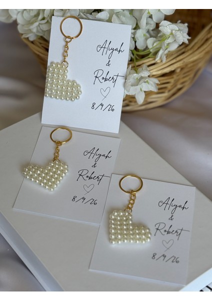 Kalpli Incili Anahtarlık 20 Adet Hediyelik