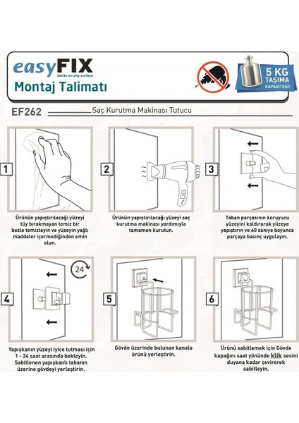 Saç Kurutmalık Askısı Paslanmaz Easyfix Yapışkanlı Siyah fırsatları