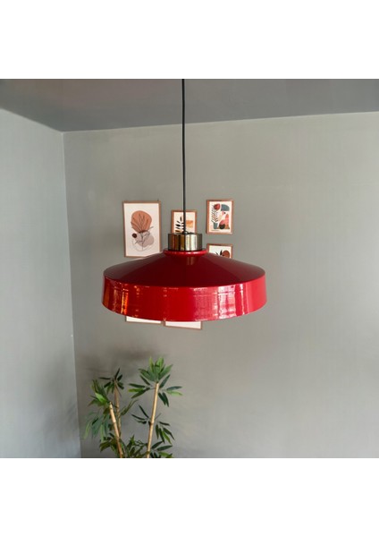 Açe Kırmızı Tekli Eskitme Plafonyer Başlık Avize Retro Sarkıt Ofis Showroom Salon Mutfak Avizeleri indirimleri