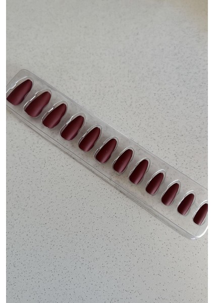 Mat Bordo Renk Takma Tırnak Seti (Yapıştırıcılı) modelleri