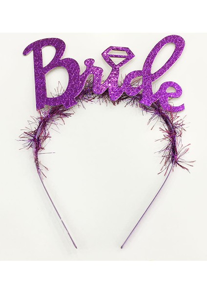 Mor Renk Bekarlığa Veda Italik Yazı Alyanslı Bride Taç