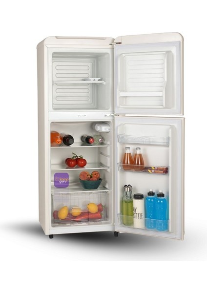 Cm-Retro-Bej 138 Önden Kapak 115 Litre Buzdolabı