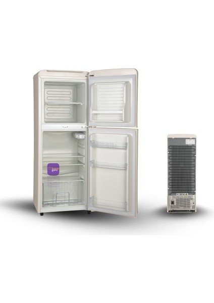 Cm-Retro-Bej 138 Önden Kapak 115 Litre Buzdolabı