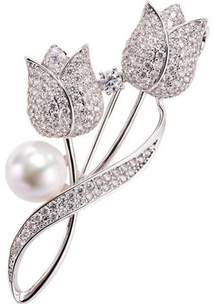 Kadın Broş Taklidi Lale Çiçek Broş Parlama Önleyici Takım Elbise Broş Yaka Pin Takı Renk: G (Yurt Dışından)