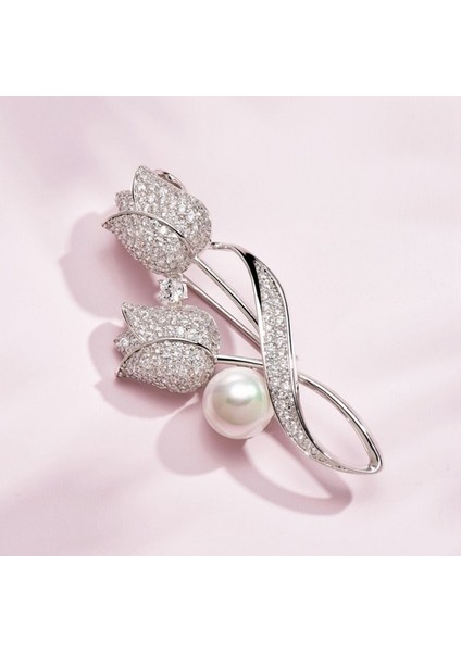 Kadın Broş Taklidi Lale Çiçek Broş Parlama Önleyici Takım Elbise Broş Yaka Pin Takı Renk: G (Yurt Dışından)