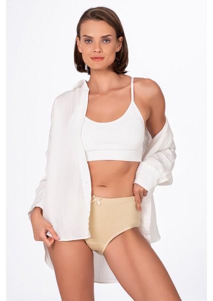 Kadın Yüksek Bel Pamuklu Ribana Slip Külot 3'lü Paket – Esnek & Rahat | Ten K0305 fiyatları