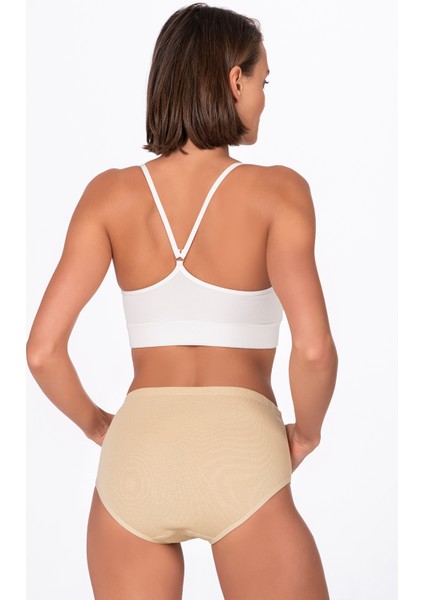 Kadın Yüksek Bel Pamuklu Ribana Slip Külot 3'lü Paket – Esnek & Rahat | Ten K0305 modelleri