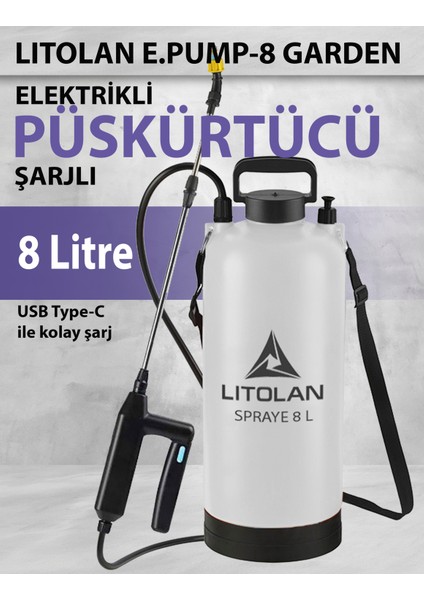 8 Lt. Şarjlı Püskürtücü, Zirai Ilaçlama, Sulama Elektrik Pompası