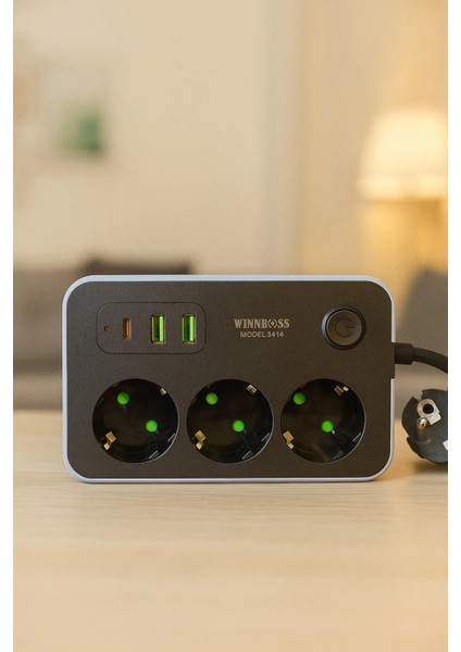 Wınnboss 3 Type-C + USB Termal Akım Korumalı Uzatma Kablosu – Model 3414 modelleri