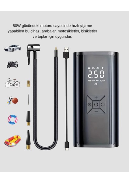 Buğz Dijital Ekranlı Kablosuz Hava Pompası LED Işıklı 12V 80W fırsatları