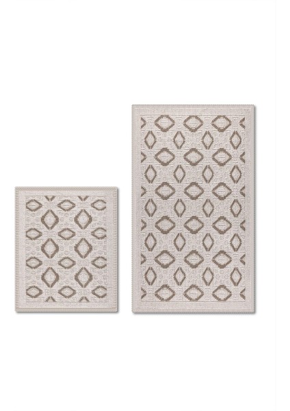 Şile Doğal Pamuklu 2'li Banyo Paspas & Halı Seti 60X100 50X60 Bej