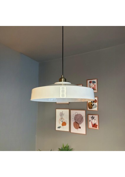 Açe Beyaz Tekli Eskitme Yarım Lale Başlık Avize Retro Sarkıt Ofis Showroom Salon Mutfak Avizeleri modelleri